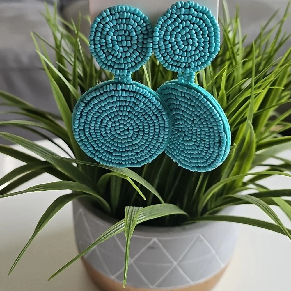 NWT Turquoise Beaded Statement Earrings